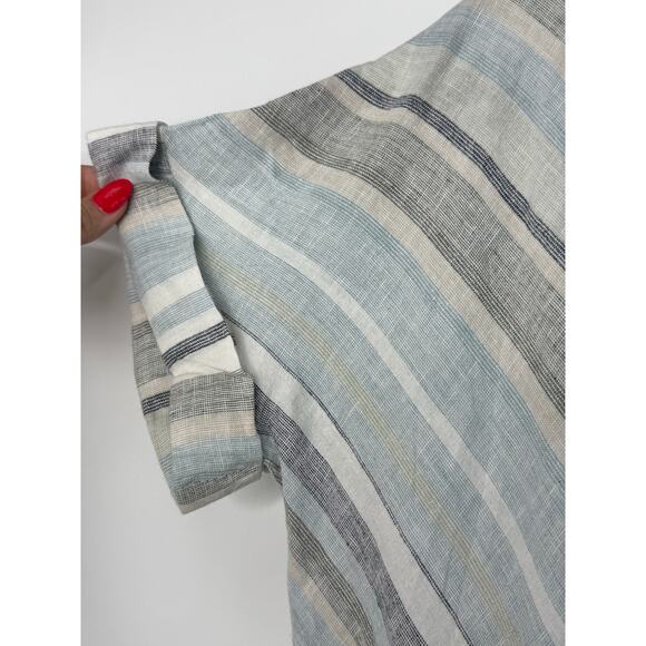 NEW Loft Outlet Blouse Women S Light Blue Striped Linen Blend Coastal Neutral - Picture 5 of 8